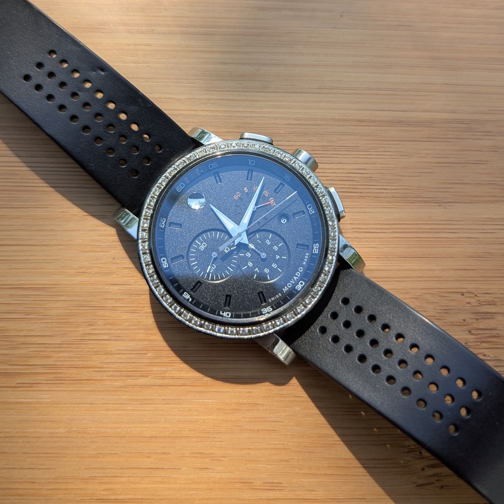 Movado Watch Mens Chrongraph Sport DIAMOND $2495 - Picture 2 of 14